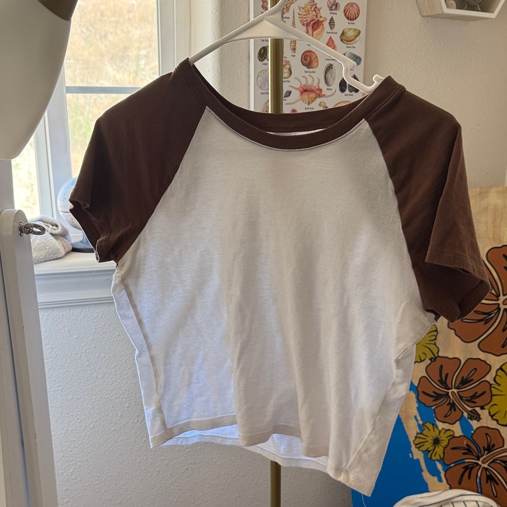 Hollister Brown and White Short Sleeve Tee